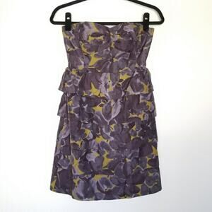 J. Crew 100% Silk tiered Dress Watercolor Floral Size 4